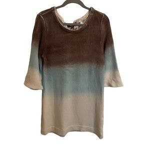 boho‎ gorp core knit tunic size Large ombre brown blue cream tie back nwt